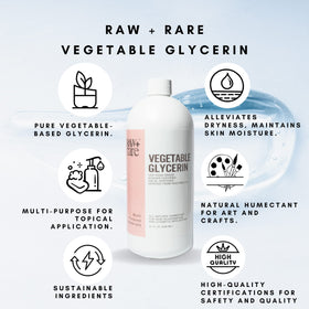 Raw Plus Rare pouring glycerin into a measuring cup for precise formulation benefit
