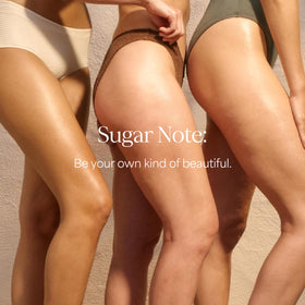 RAW SUGAR bathroom shower scene conveying relaxing, sensory cleansing