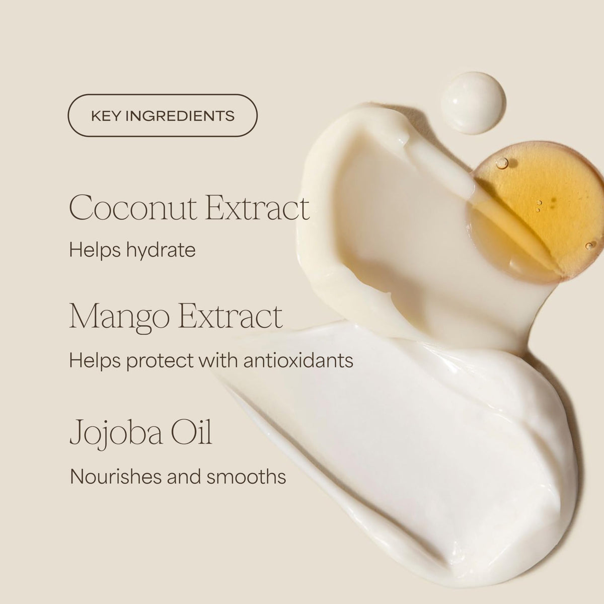 RAW SUGAR ingredients label highlighting coconut, jojoba, and mango extracts