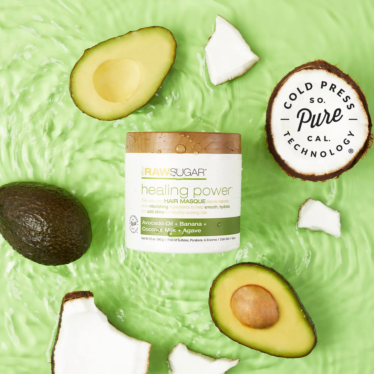 RAW SUGAR creamy masque texture close-up illustrating rich moisture delivery