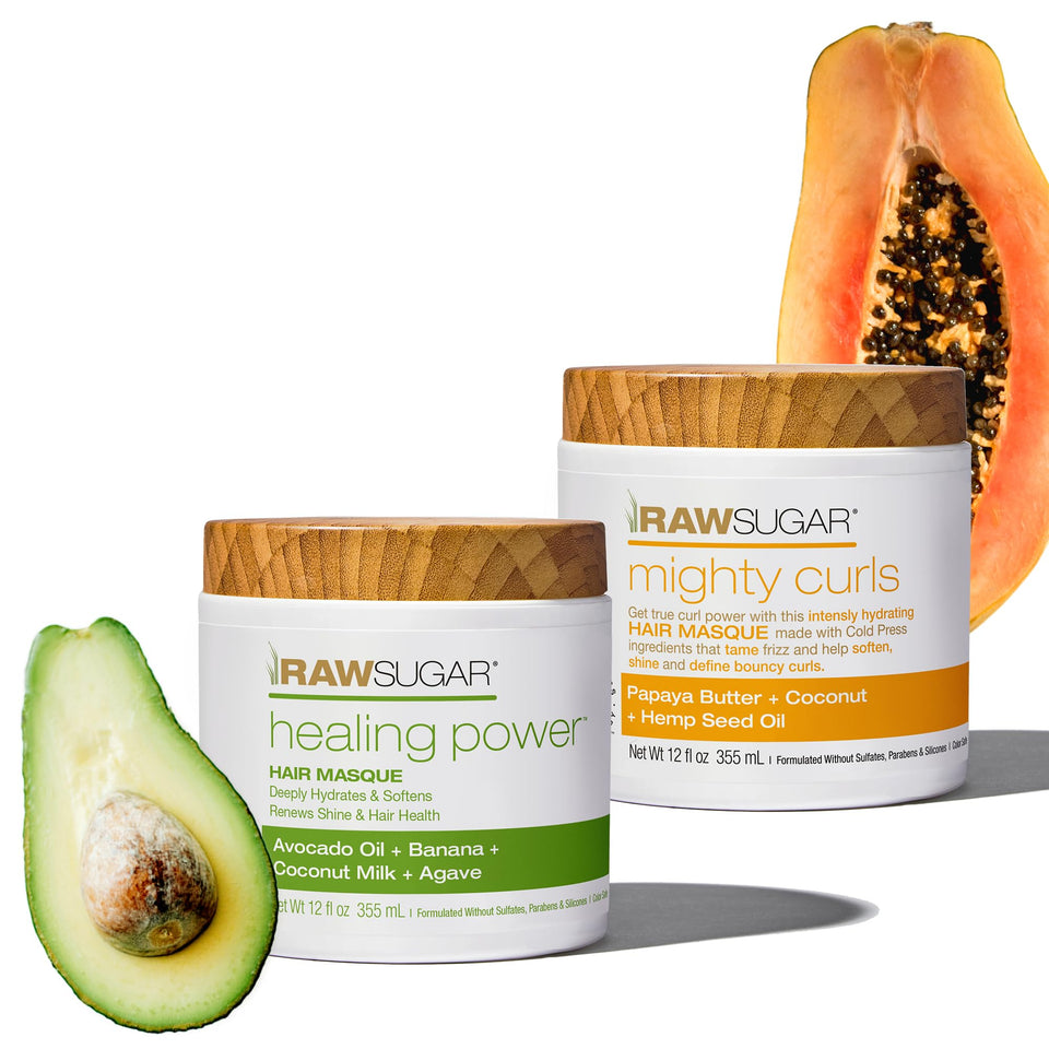 RAW SUGAR front packaging showing duo jars and product benefit