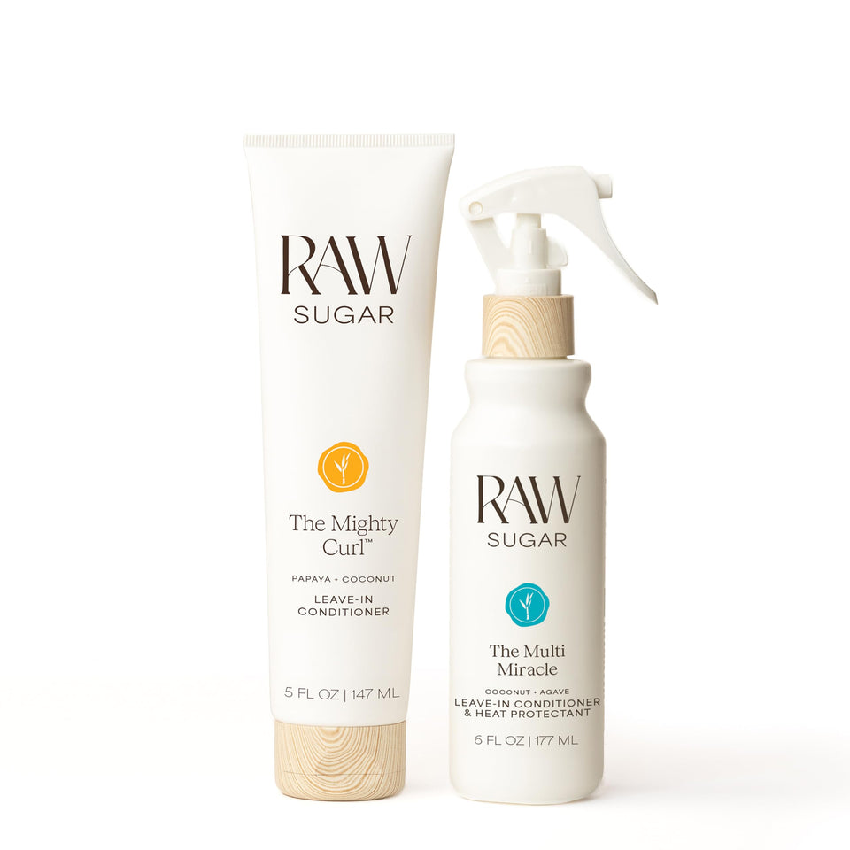 RAW SUGAR duo front packaging showing both products and benefits
