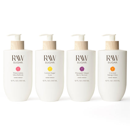 RAW SUGAR front packaging bundle showing four bottles and stylish presentation