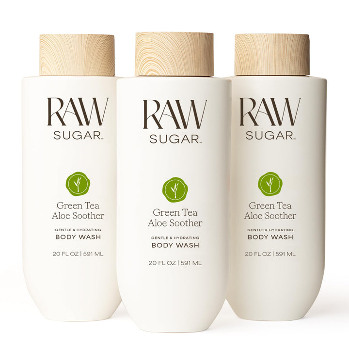 RAW SUGAR front packaging showing bottle and calming scent benefits