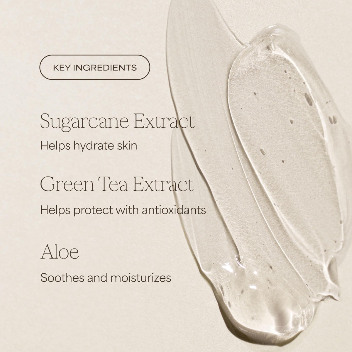 RAW SUGAR green tea aloe and sugarcane ingredients highlighting soothing properties