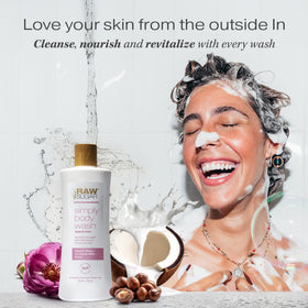 RAW SUGAR lather on hand demonstrating gentle foaming and hydration