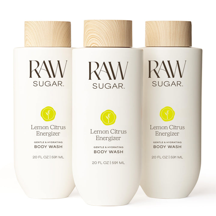 RAW SUGAR front packaging shows lemon scent and benefits