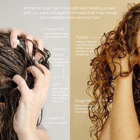RAW SUGAR applying masque to hair demonstrating smooth application