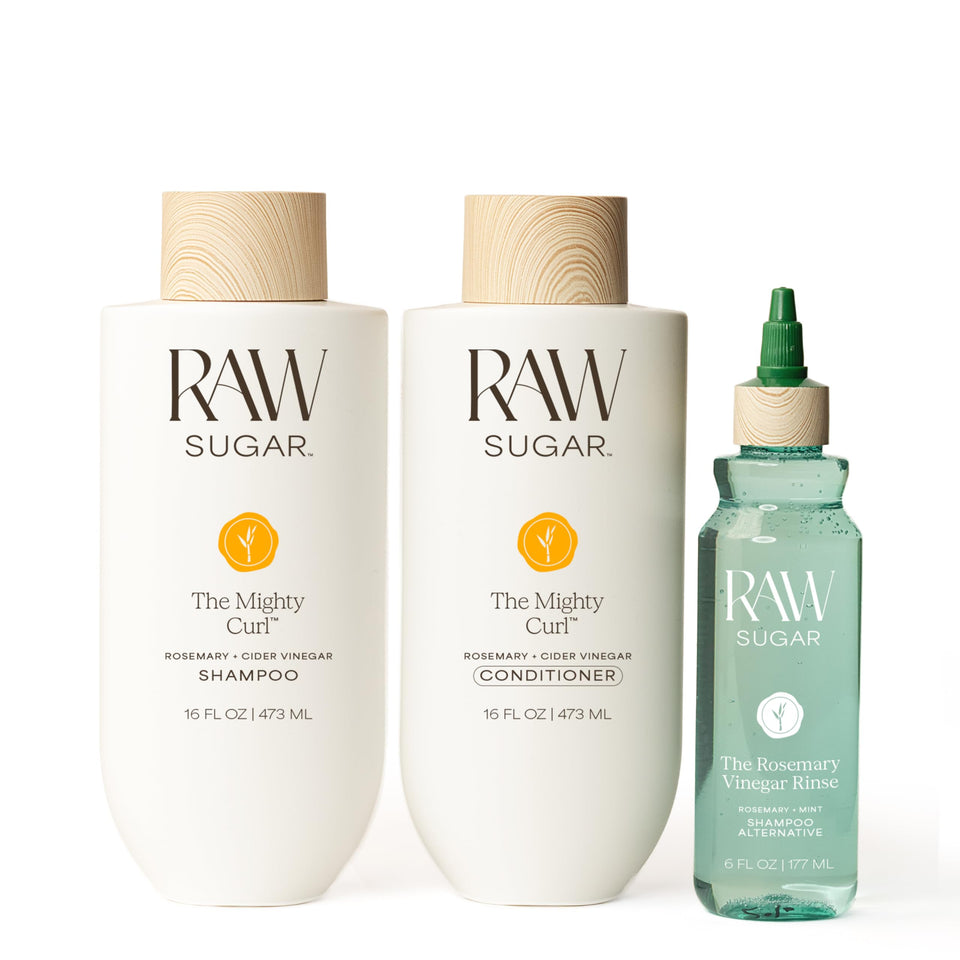 RAW SUGAR front packaging showing trio and clear product benefits