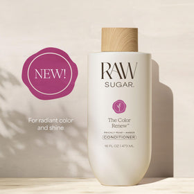 RAW SUGAR shampoo pump close-up highlighting easy dispensing and gentle cleanse