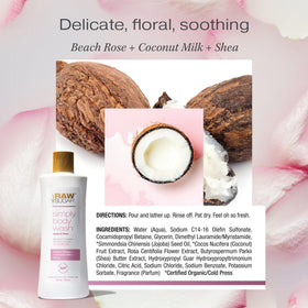 RAW SUGAR in shower setting conveying soothing, everyday use