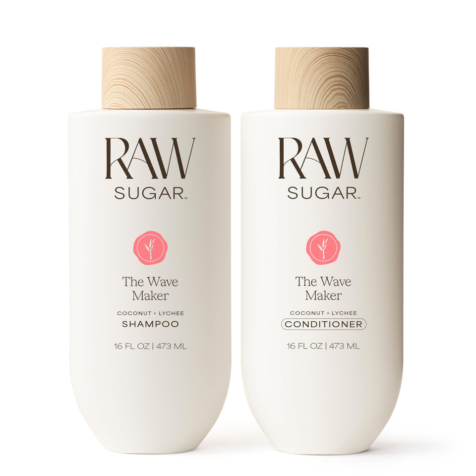 RAW SUGAR front packaging of Wave Maker duo showcasing volume-enhancing benefits