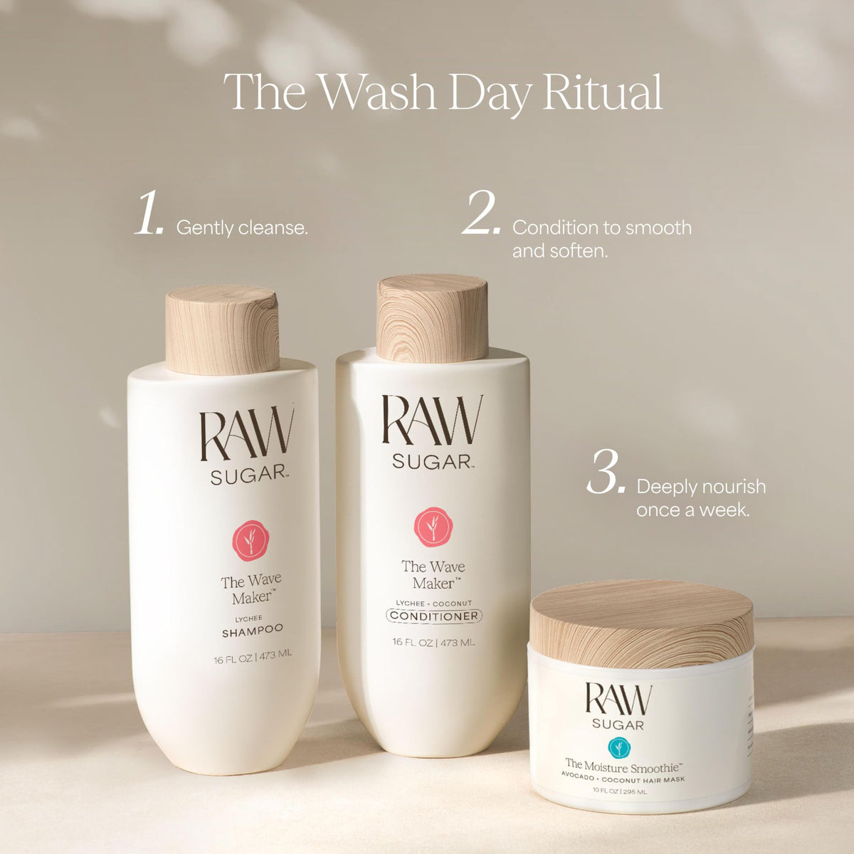 RAW SUGAR product in shower use demonstrating texture enhancement and lift