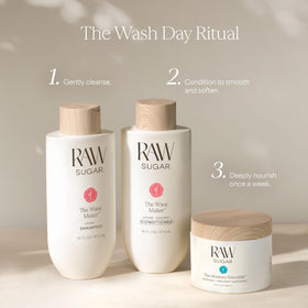 RAW SUGAR product in shower use demonstrating texture enhancement and lift