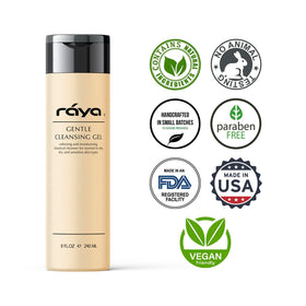 Raya bottle beside sink illustrating everyday skincare routine