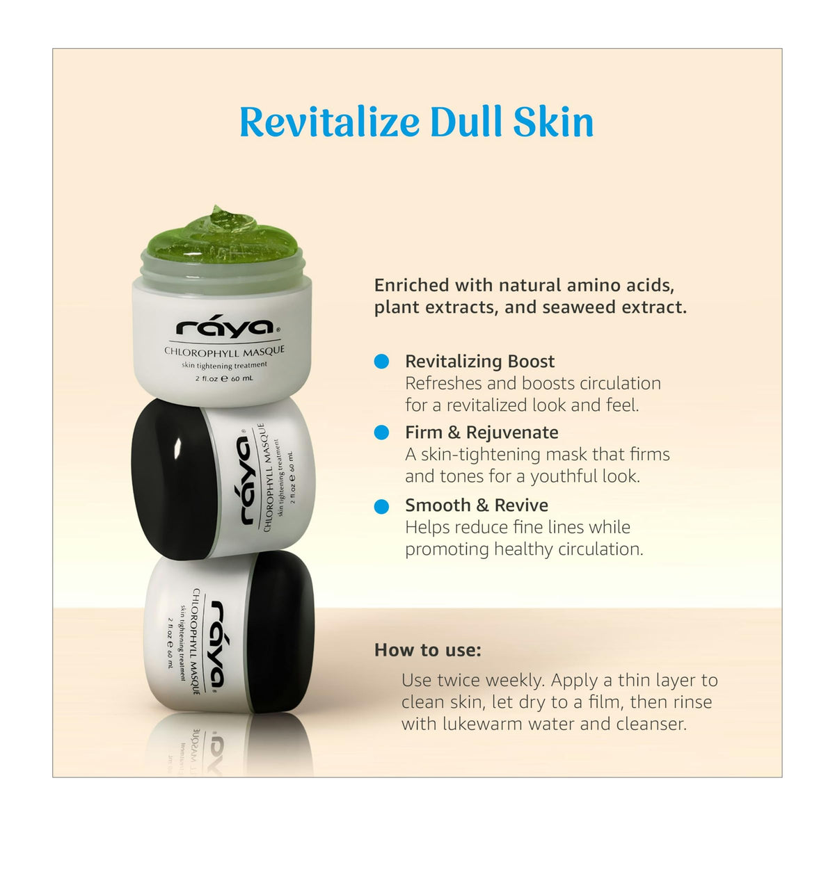Raya chlorophyll masque open jar texture highlighting creamy gel and smooth application
