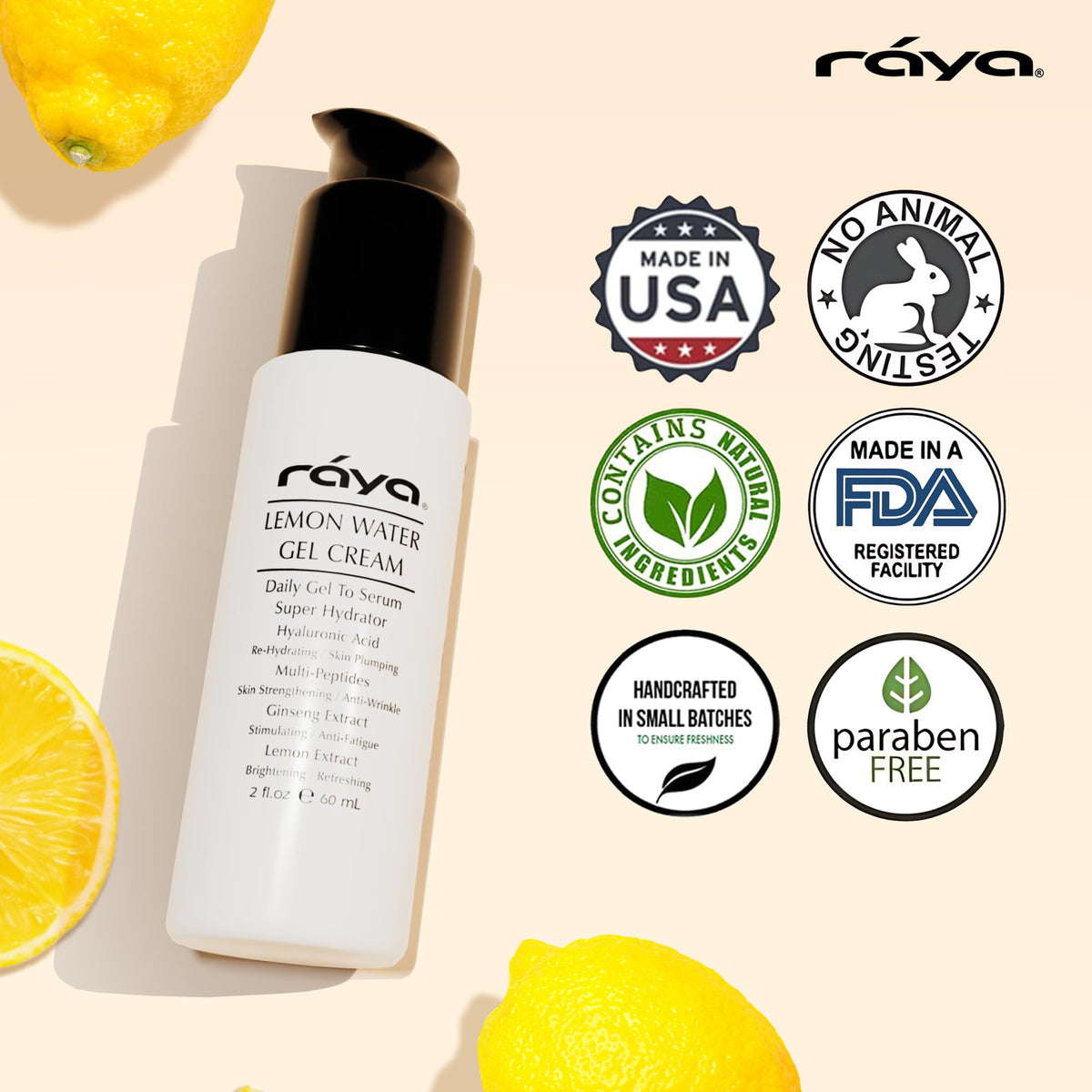 Raya gel cream dollop on hand demonstrating smooth texture and non-greasy finish