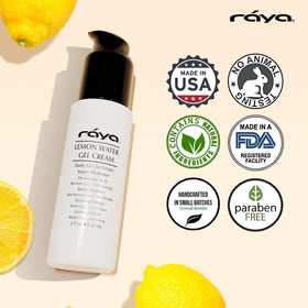 Raya gel cream dollop on hand demonstrating smooth texture and non-greasy finish