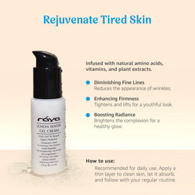 Raya open jar close-up showing gel-cream texture and quick-absorbing hydration benefit
