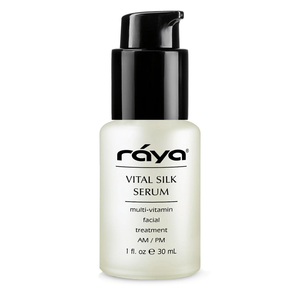 Raya Vital Silk Serum front bottle showing sleek design and benefits