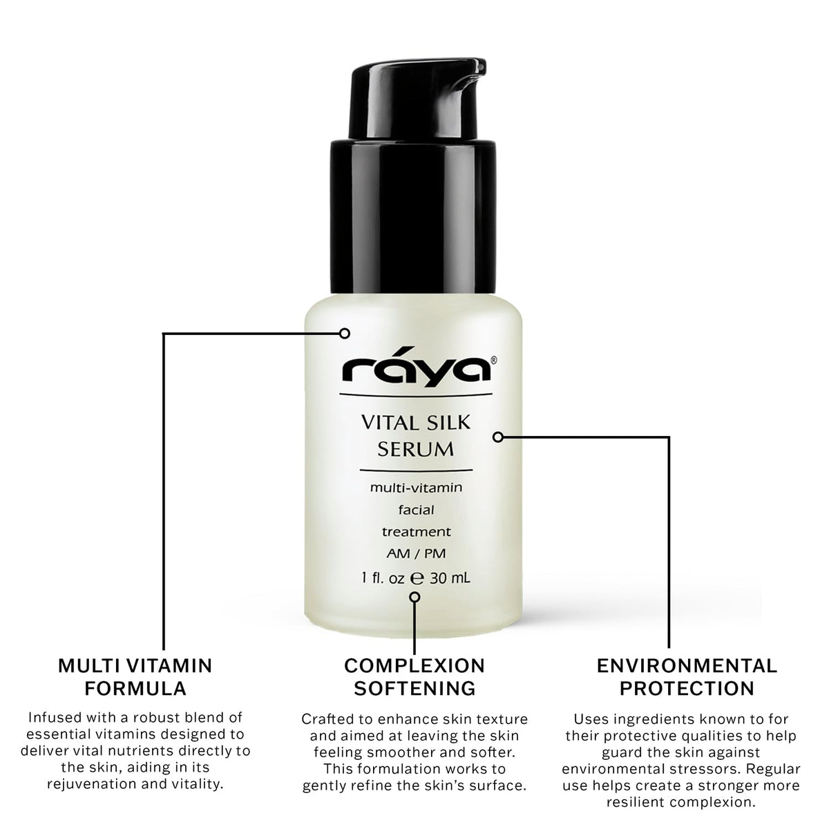 Raya Vital Silk Serum texture drop showing silky, fast-absorbing finish