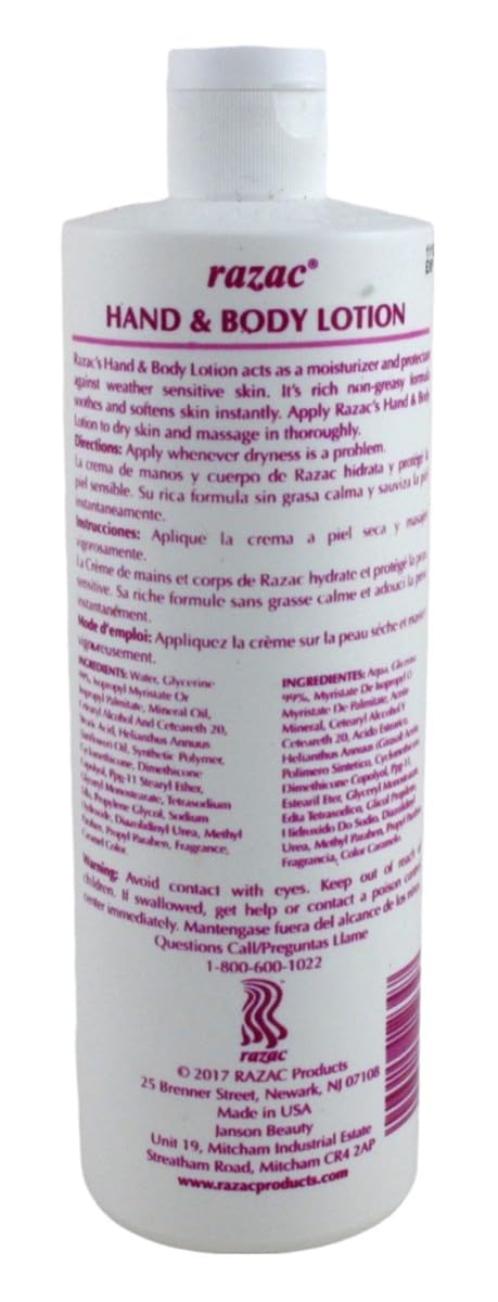 Razac lotion texture spread on hand demonstrating fast absorption and instant softening