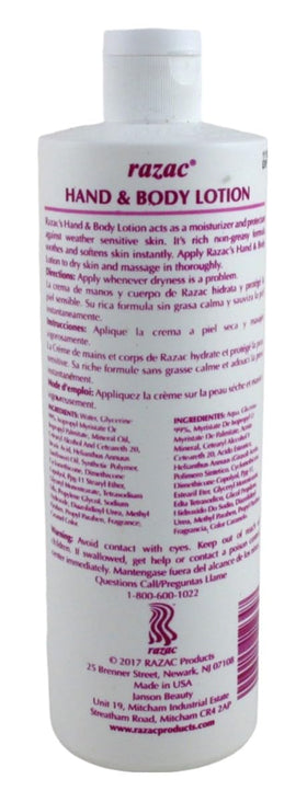 Razac lotion texture spread on hand demonstrating fast absorption and instant softening
