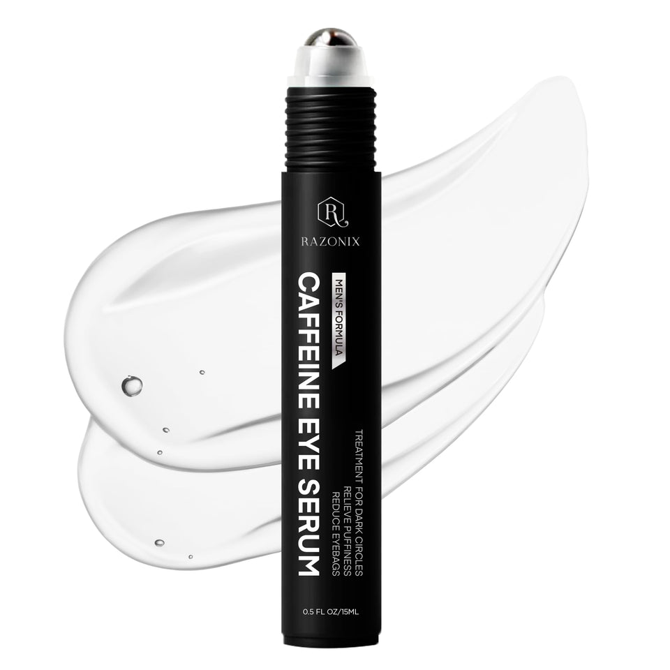 RAZONIX front packaging of eye roller showing compact bottle and branding, ideal for travel