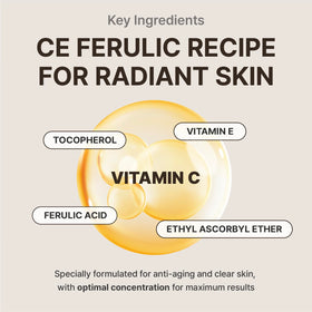 Rbfy ampoule with ingredients flatlay showing antioxidant benefits