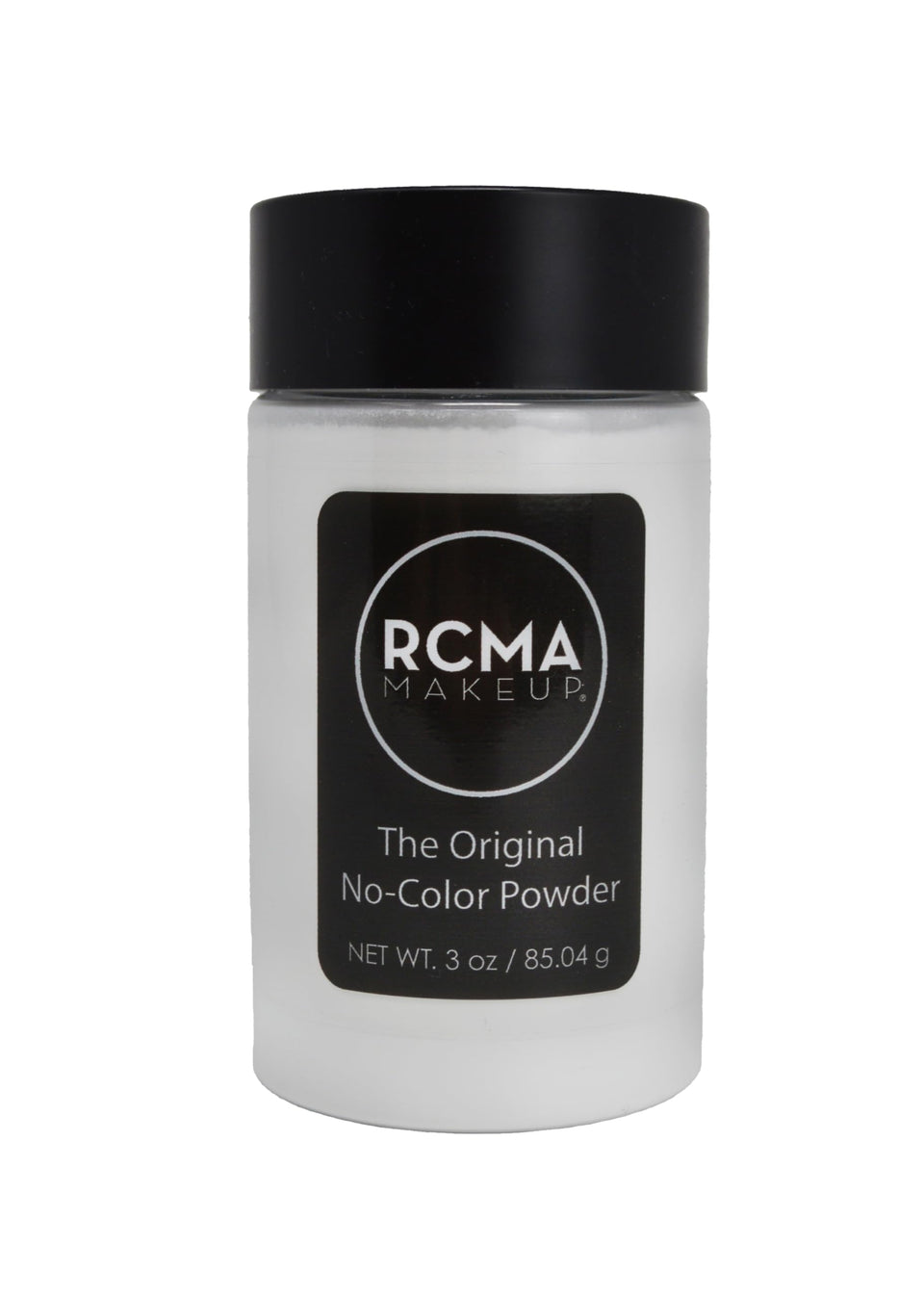 RCMA Makeup front packaging of no color powder showing clean professional jar and label, ensures kit-ready convenience