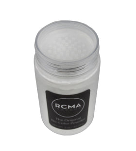 RCMA Makeup open jar texture close-up showing fine milled powder for smooth blending