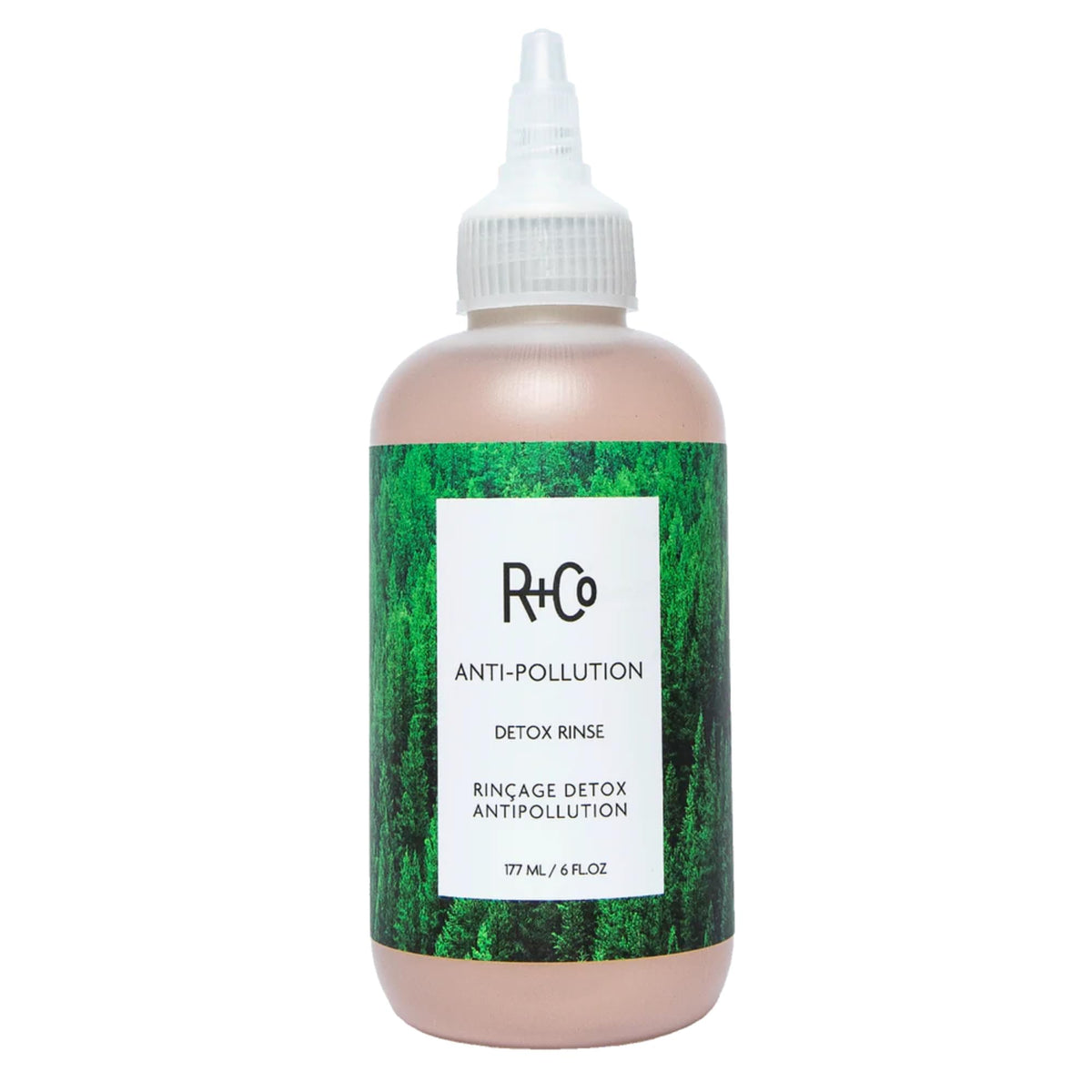 R+Co front packaging showing bottle and label, conveys clean formulation benefits