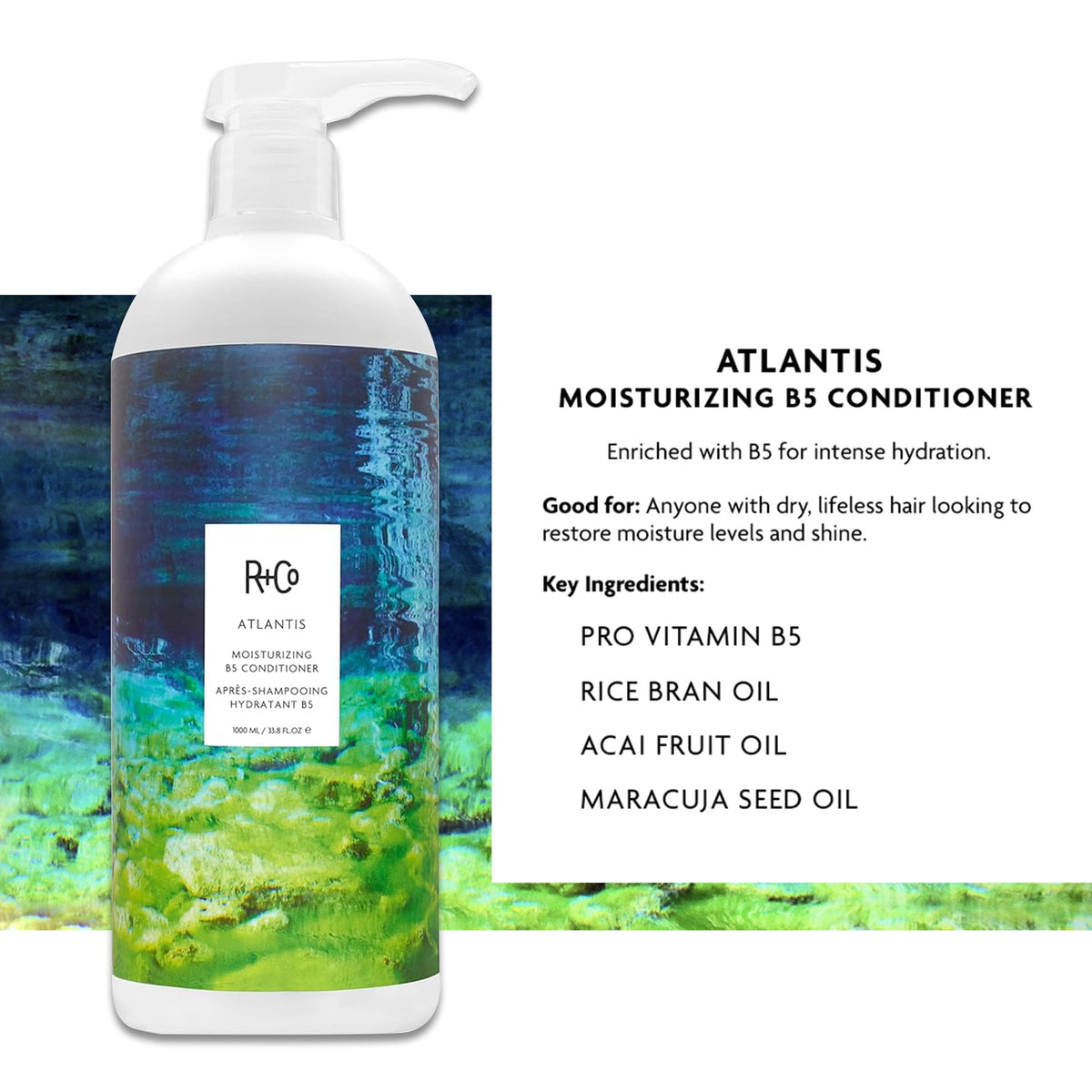 R+Co Atlantis conditioner cream close-up showing creamy texture for smoothing