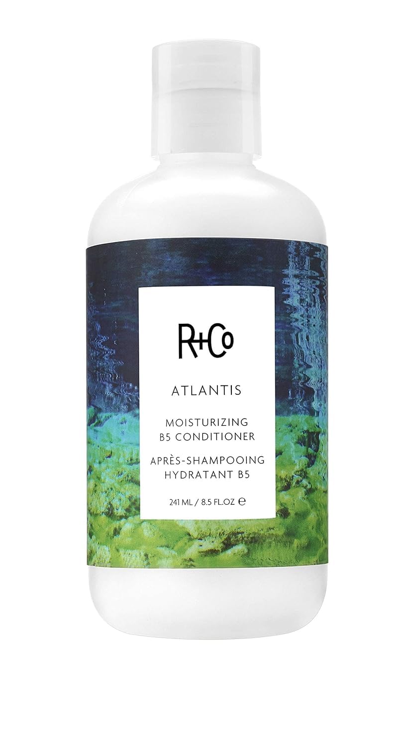 R+Co ATLANTIS front bottle showing label and hydration benefit