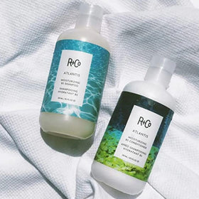 R+Co Atlantis lifestyle bathroom setting showing premium routine enhancement