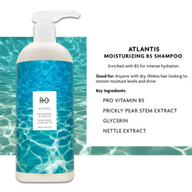 R+Co Atlantis pump dispensing shampoo texture highlighting easy application benefit