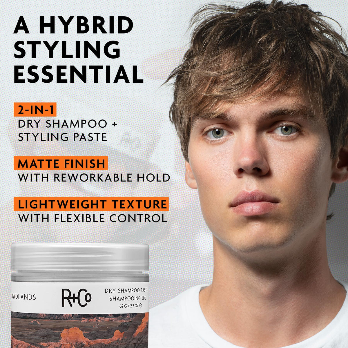 R+Co Badlands applied to roots in hands for quick oil absorption benefit