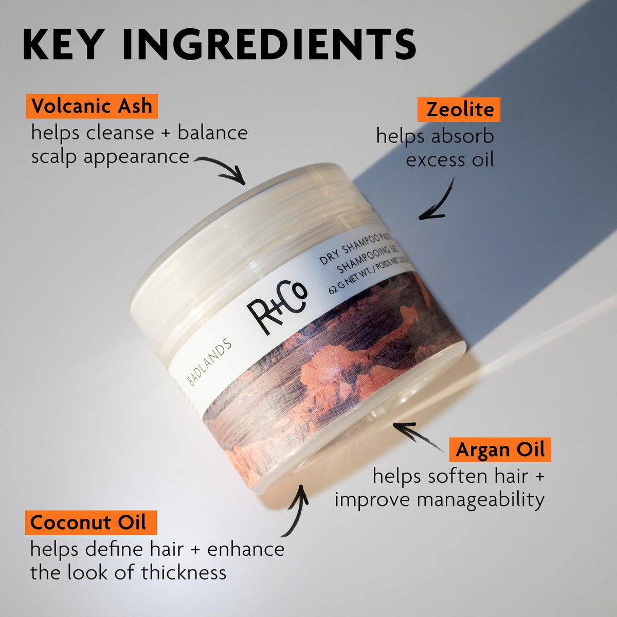 R+Co Badlands used on damp hair with blow dryer to create lifted volume