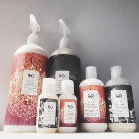 R+Co Bel Air pump dispensing shampoo, demonstrating easy use and control