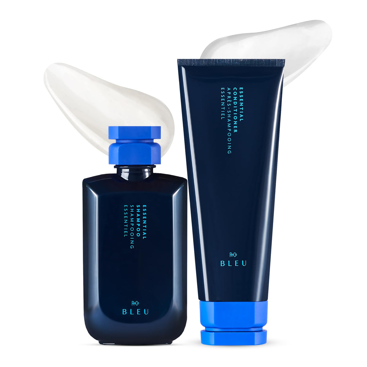 R+Co BLEU front packaging showing set and gentle cleansing benefit