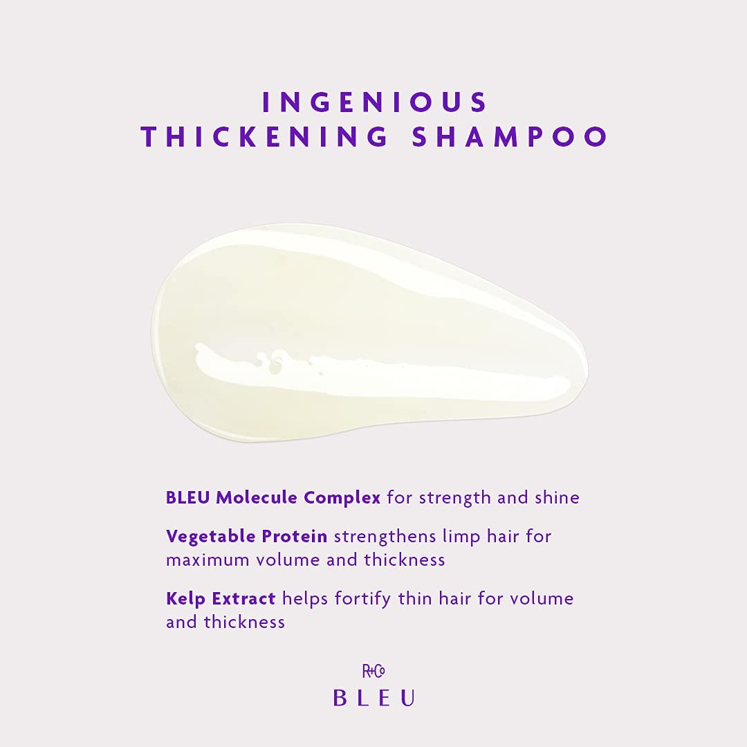 R+Co BLEU shampoo texture close-up demonstrating creamy lather and coverage