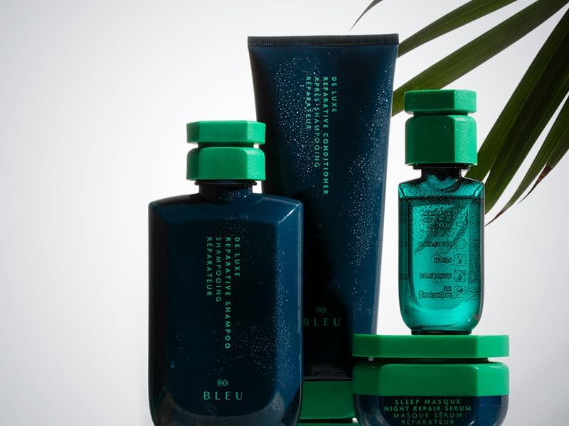 R+Co BLEU bottle inside a handbag, conveys portability and styling convenience