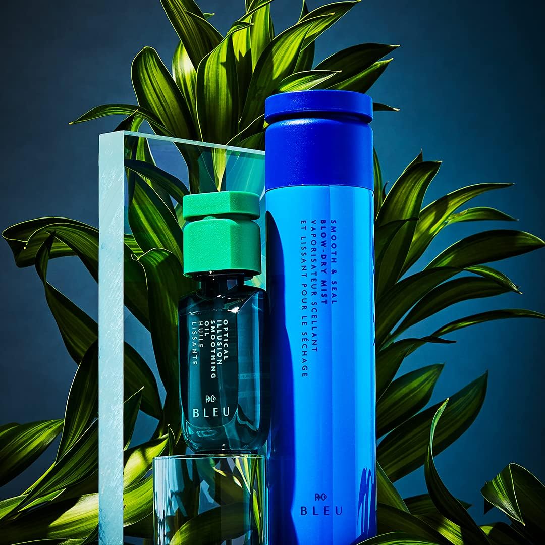 R+Co BLEU oil texture in hand, shows lightweight absorption and sheen