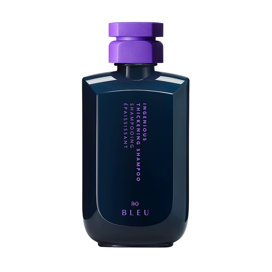 R+Co BLEU front bottle view showing sleek packaging and salon-quality appeal