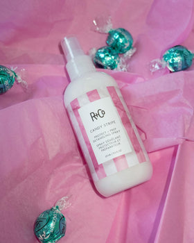 R+Co Candy Stripe ingredient label close view showing botanical extracts