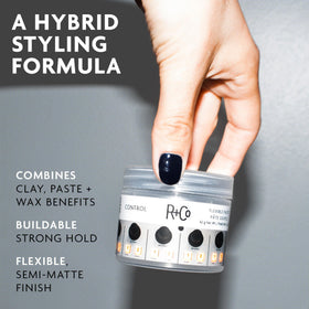 R+Co Control Flexible Paste with mango and ginger highlighting nourishing benefits