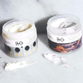 R+Co paste texture close-up displaying creamy matte formula for easy styling
