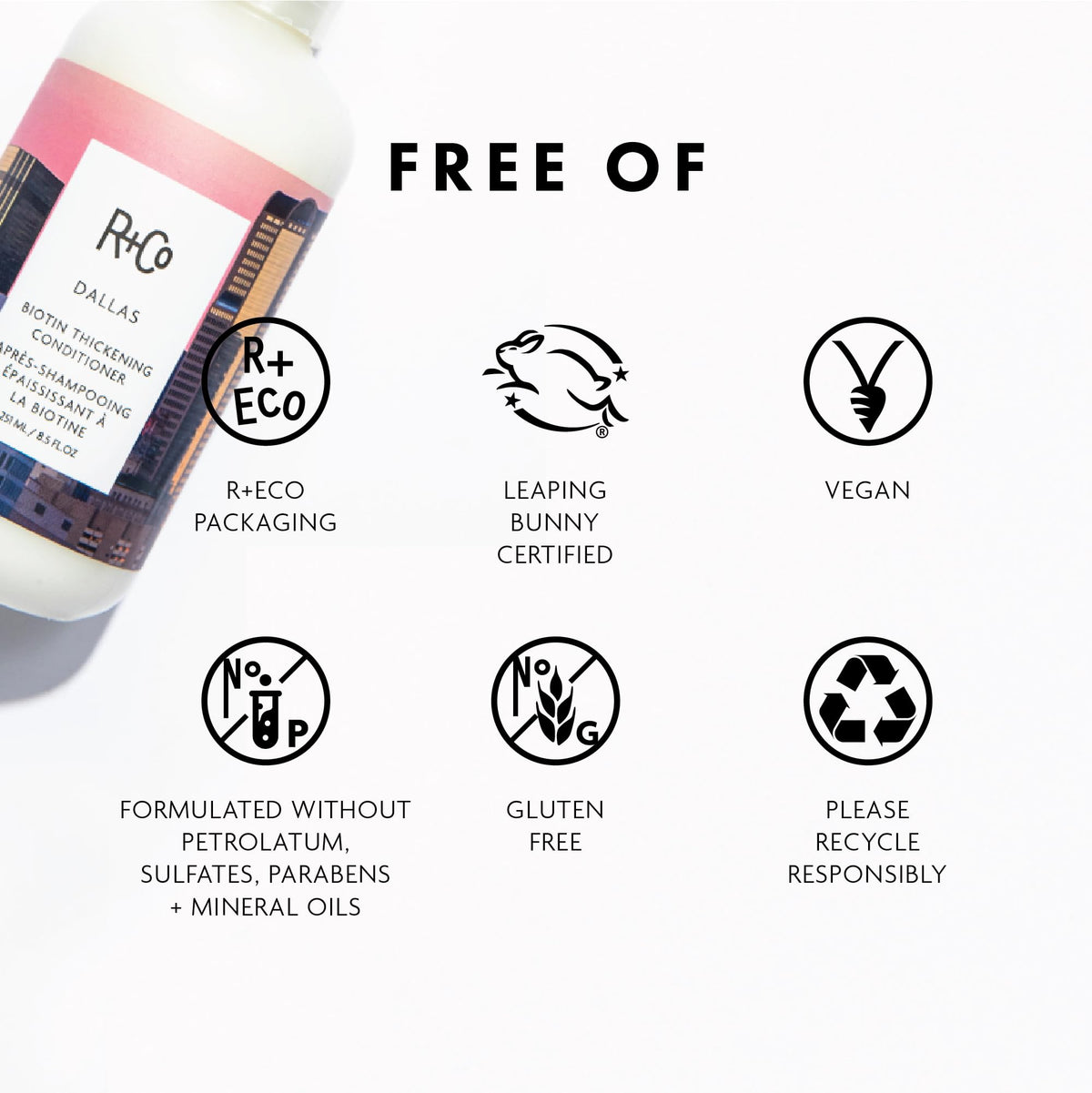 R+Co conditioner in hand demonstrating amount needed and quick absorption benefit