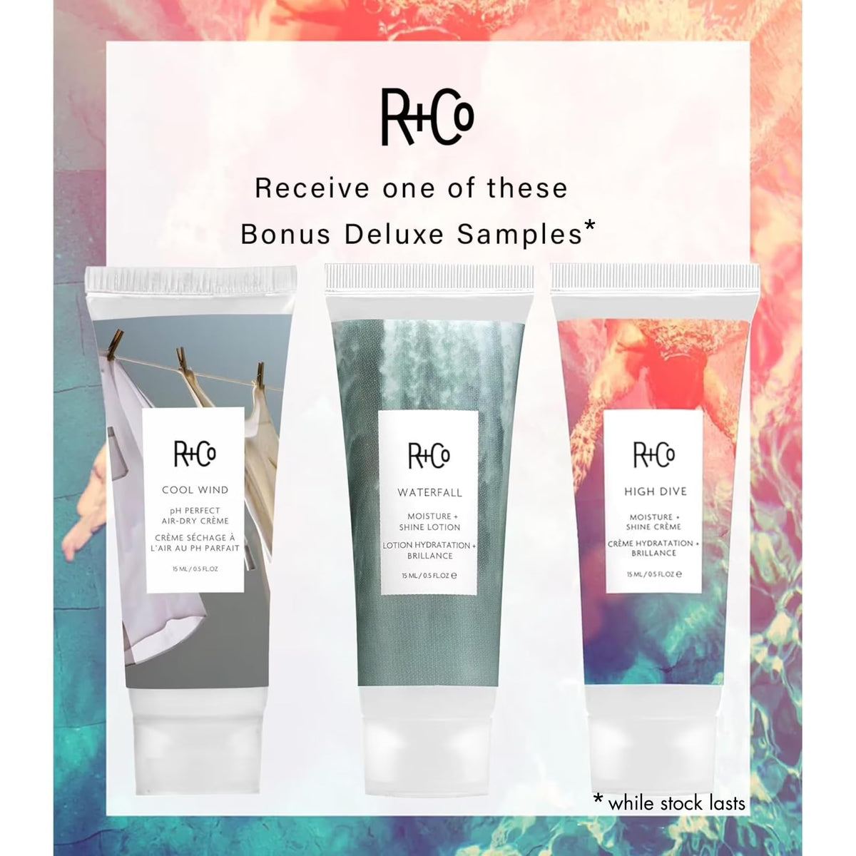 R+Co Dallas displayed on bathroom shelf conveying salon-quality, scent and styling benefit