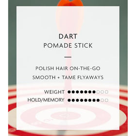 R+Co Dart Pomade Stick being applied to hairline to tame flyaways and define edges